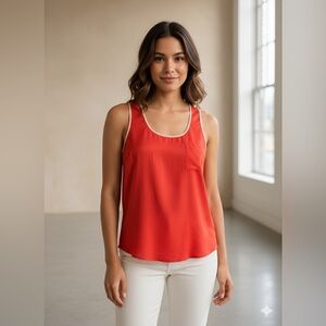 Naked Zebra Red Satin Tank Top Size Large | Sleeveless Blouse